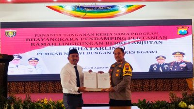 Sukseskan Program Pertanian, Polres dan Pemkab Ngawi Tandatangani MoU Bhatarling