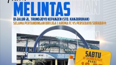 Satlantas Polres Malang Lakukan Pengalihan Jalur Saat Pertandingan Arema FC VS Persebaya