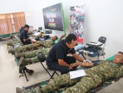 HUT Yonif 514/SY Ke 75, Prajurit dan Persit Laksanakan Donor Darah