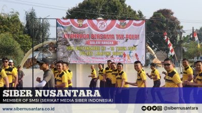 Meriahkan HUT Bhayangkara Ke-78, Letkol Inf Rinto Wijaya Olahraga Bersama Polri di Polres Lampung Barat