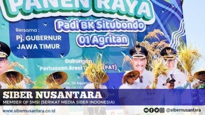 Bupati Situbondo bersama Pj Gubernur Jatim Panen Raya Padi BK 01 Agritan di Desa Demung Besuki