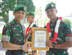 Serda Dafa dan Pratu Kelvin atlet Taekwondo berprestasi Ajang Pangdam Cup disambut Komandan Kodim 0422/LB.