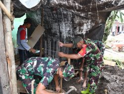 Babinsa Kodim 0822 Bondowoso bersama Warga Gotong Royong Bangun Tandon Air di Lokasi TMMD 123