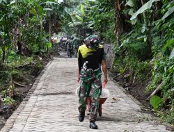 Pemasangan Paving TMMD 123 Capai 70 Persen, Danki Satgas Ajak Anggota Fokus Kerja dan Semangat