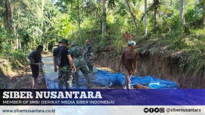 Kompak, Warga Pekon Pemerihan Bantu Satgas TMMD 124 Bangun Jalan