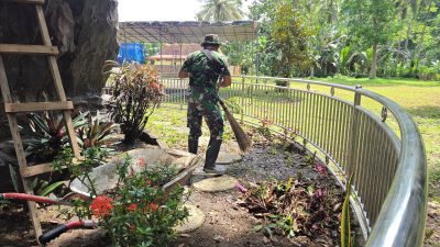 Menjelang Penutupan TMMD ke-126, Area Comdeka dan Patung Pramuka Ampelgading Dicat dan Dibersihkan